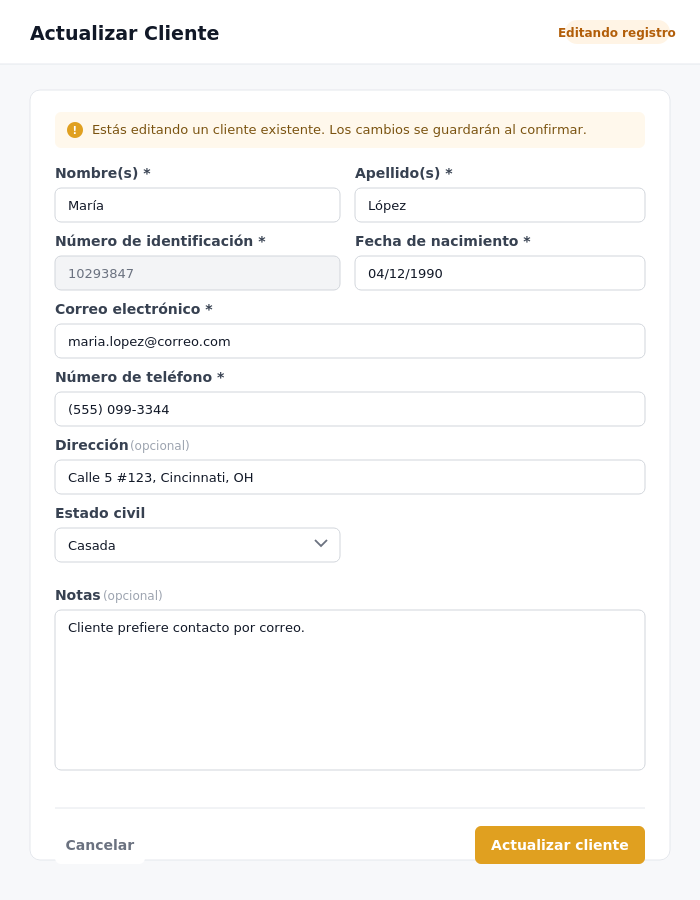 Menú de sistema